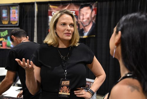 Vinessa Shaw at the Midsummer Scream Halloween and horror convention in July 2022