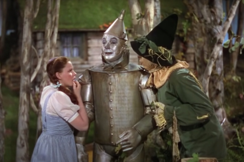 Dorothy, the Tin Man, and the Scarecrow in "The Wizard of Oz"