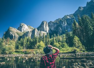 A young woman hiking in Yosemite National Park