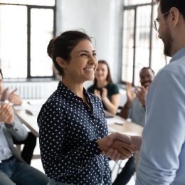 woman getting a promotion at work