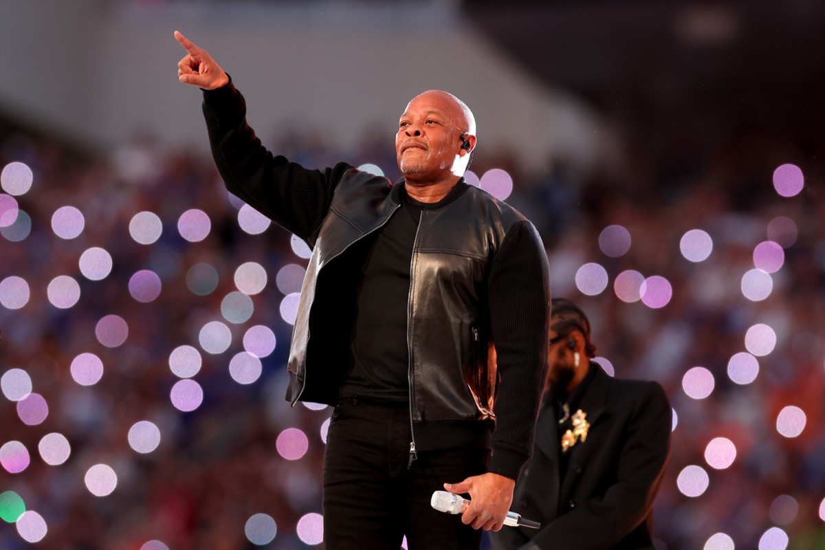 Dr. Dre performing at the super bowl