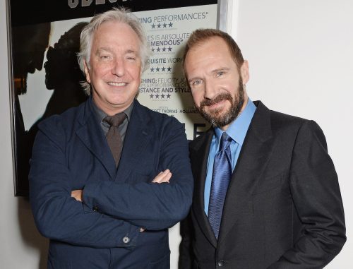 Alan Rickman and Ralph Fiennes at the premiere of "The Invisible Woman" in 2014