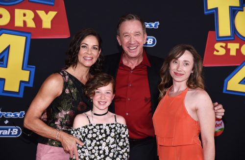 Jane Hajduk, Tim Allen, Elizabeth Allen-Dick, and Katherine Allen at the premiere of "Toy Story 4" in 2019