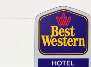 A Best Western hotel sign