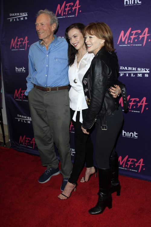 Clint Eastwood, Francesca Eastwood, and Frances Fisher at the premiere of "M.F.A." in 2017