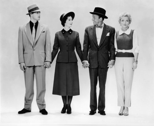 Marlon Brando, Jean Simmons, Frank Sinatra, and Vivian Blaine in a publicity photo for 