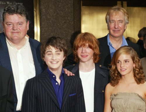 Robbie Coltrane, Daniel Radcliffe, Rupert Grint, Alan Rickman, and Emma Watson at the premiere of "Harry Potter and the Prisoner of Azkaban"