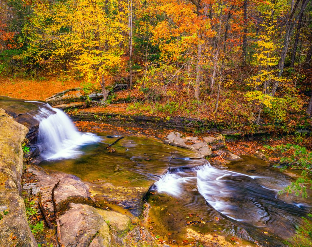 A stream running through Hocking Hill State Park in fall