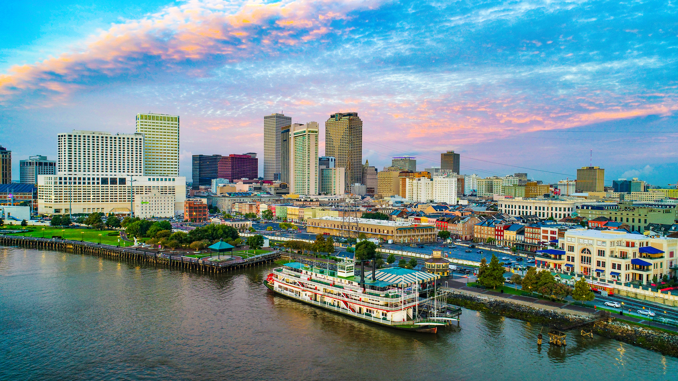 new orleans as seen from the Mississippi River