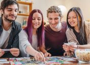 group of friends playing board games