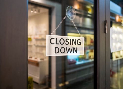 closing down store in store window