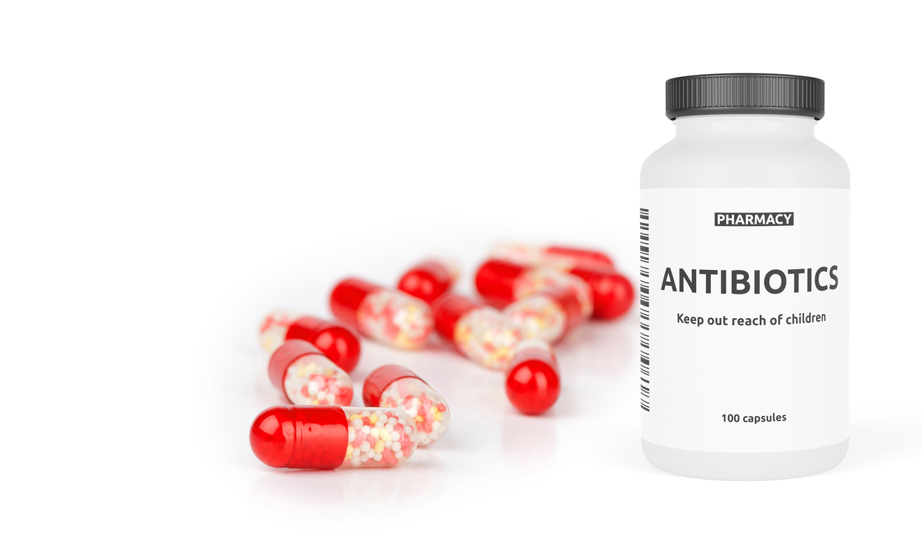 Bottle of antibiotic pills.