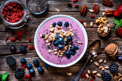Mixed berries smoothie bowl 