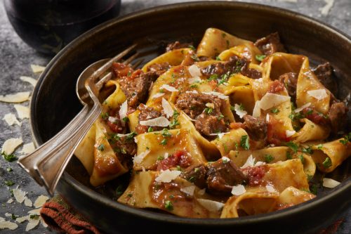 Braised Beef Short Rib Ragu in a Red Wine Gravy with Pappardelle