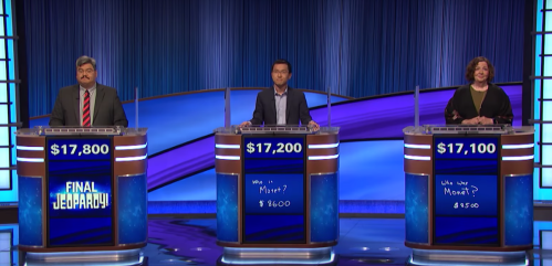 Contestants during Final Jeopardy! on September 14, 2022
