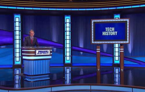 Ken Jennings hosting "Jeopardy!" in July 2022
