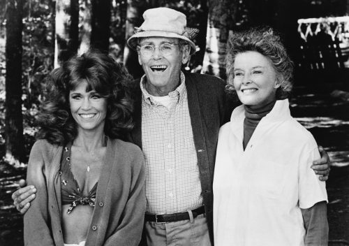 Jane Fonda, Henry Fonda, and Katharine Hepburn on the set of "On Golden Pond"