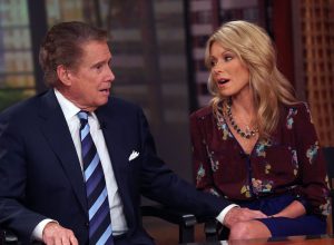 Regis Philbin and Kelly Ripa during a press conference in 2011