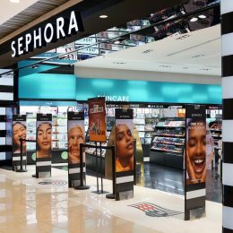 Wide shot of the entrance to a Sephora store in the mall