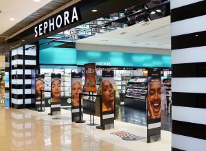 Wide shot of the entrance to a Sephora store in the mall