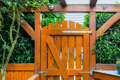 locked wooden gate backyard
