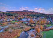 stowe vermont fall sunset