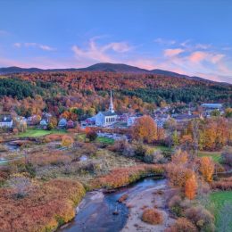 stowe vermont fall sunset
