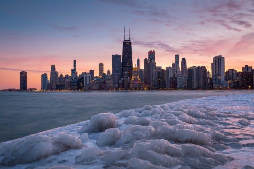 frozen lake michigan in chicago
