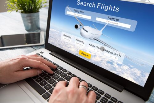 Person looking for flights