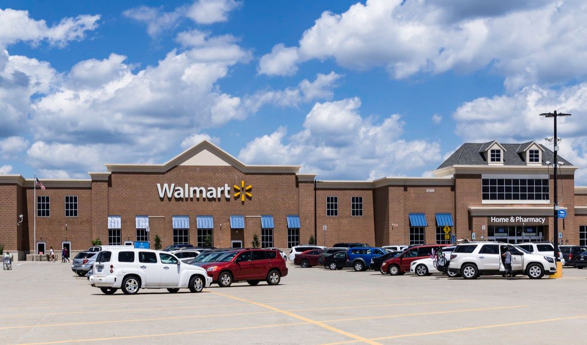 People in the parking lot of a Walmart superstore in Auburn Hills, Michigan.