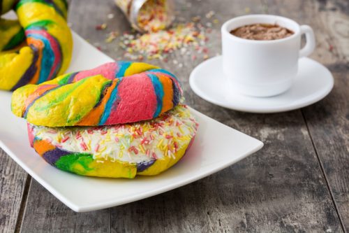 rainbow bagel with sprinkles 