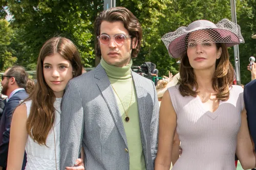 Lily Brant, Peter Brant Jr., and Stephanie Seymour at the Prix de Diane Longines 2018 in Chantilly, France