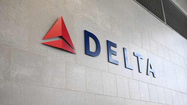 A Delta Air Lines sign in an airport