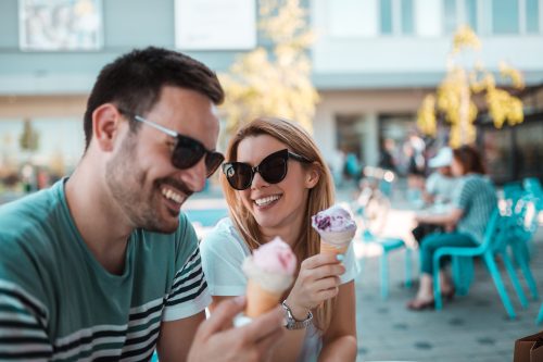couple eating ice cream on their first date