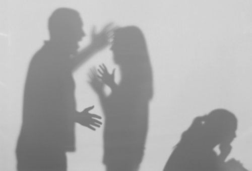 silhouette of family fighting
