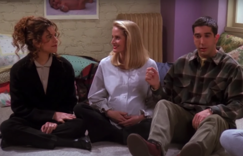 Jessica Hecht, Jane Sibbett, and David Schwimmer on "Friends"