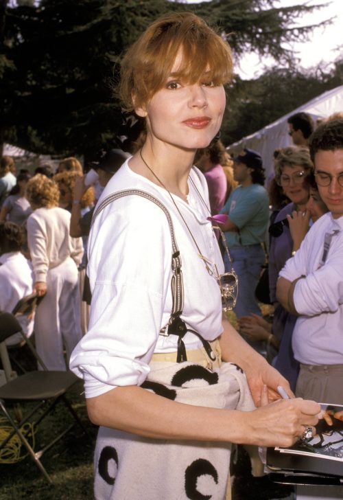 Geena Davis at a pro-choice rally in 1989