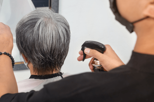 gray hair haircut salon