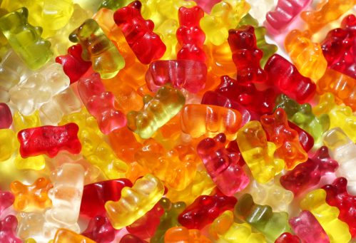 close-up of delicious gummy bears