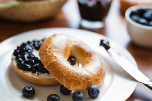 Bagels with blueberry jam