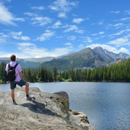 A person hiking Rocky Mountain National Park