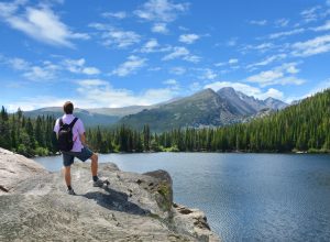 A person hiking Rocky Mountain National Park