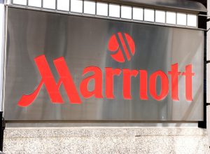 A Marriott hotel sign