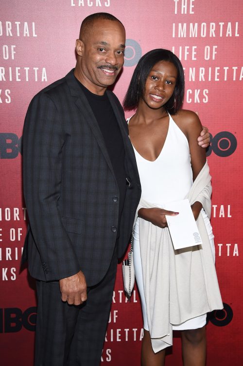 Rocky Carroll and daughter Elissa at the premiere of "The Immortal Life of Henrietta Lacks" in 2017