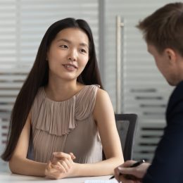 woman asking question