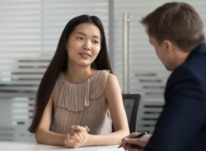 woman asking question