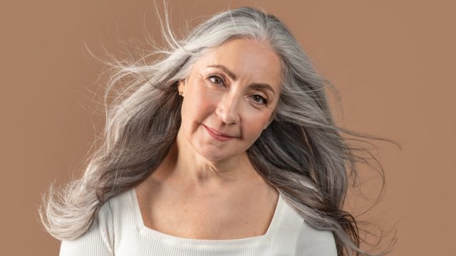 Older Woman With Healthy Gray Hair
