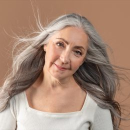 Older Woman With Healthy Gray Hair