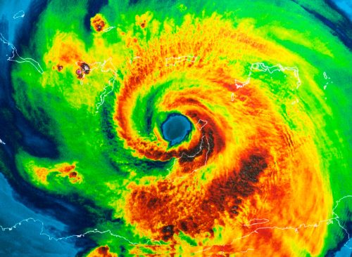 Geocolor Image in the eye of Hurricane Irma. 