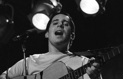 Paul Simon performing at Wembley Studios in England in 1966
